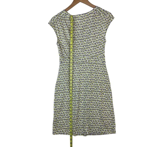 Boden Dress US Size 4P Gray & Lime Green Print Cap Sleeve Jersey Pockets EUC - Picture 14 of 14